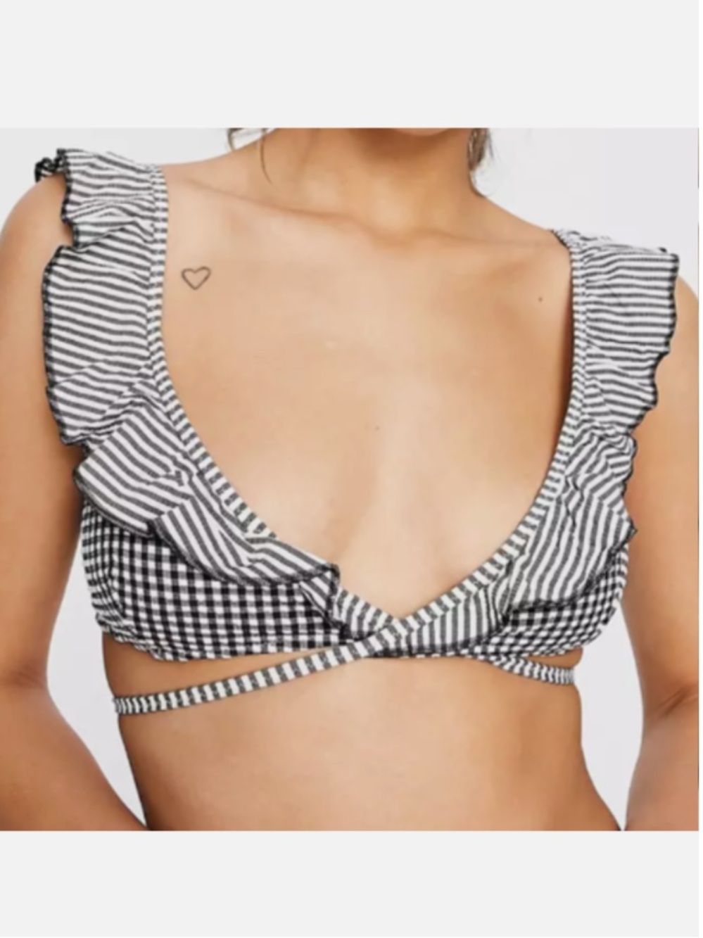 aerie Black & White Striped Ruffle Bikini - Picture 12 of 13